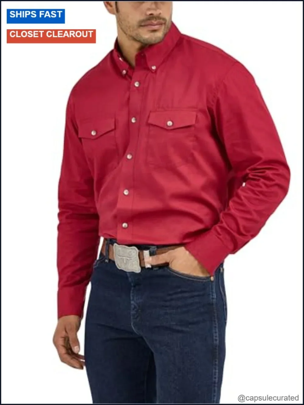 Wrangler Men's Painted Desert Two Pocket Long Sleeve Button Shirt - 100% Cotton